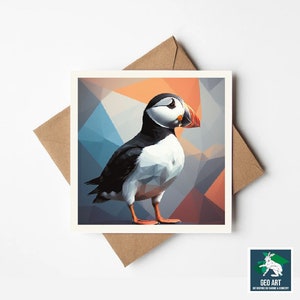 Puffin Greeting Card - 150x150mm - Charming  Puffin Greeting Card
