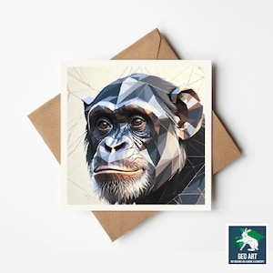 Carte de voeux pour chimpanzé - 150 x 150 mm - Superbe carte de voeux pour chimpanzé
