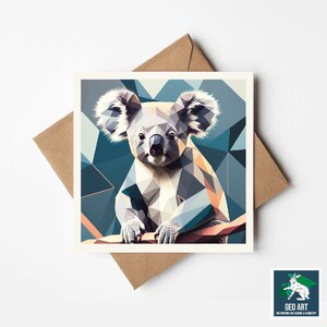 Tarjeta de felicitación con un koala - 150 x 150 mm - Tarjeta de felicitación con un koala adorable
