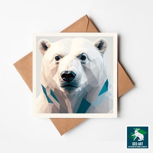 Carte de voeux ours polaire - 150 x 150 mm - Carte de voeux majestueuse ours polaire