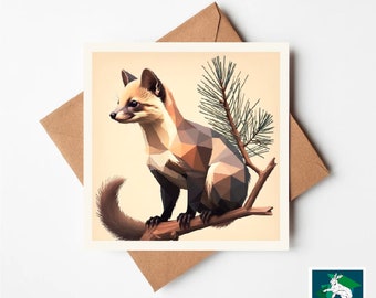 Pine Marten Greeting Card - 150x150mm -