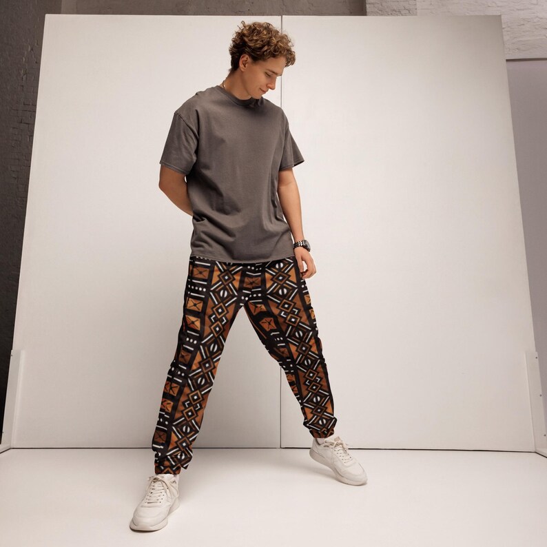 African Mud Cloth Printed Mix and Match Unisex track pants image 5
