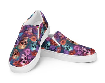 Floral Skeletons Women’s slip-on canvas shoes