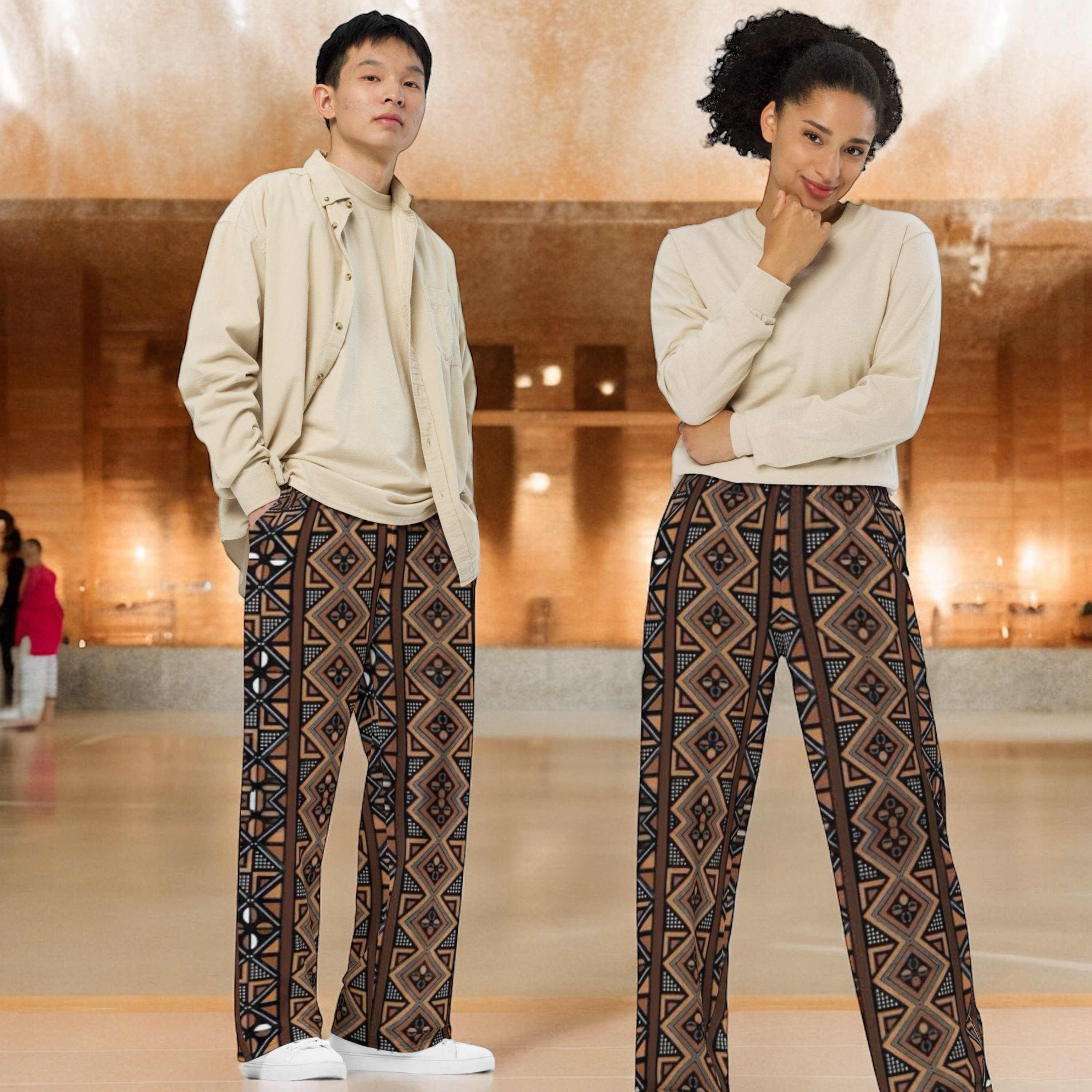 African Mud Cloth PRINTED Unisex Wide-leg Pants. - Etsy
