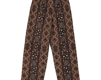 Cotton Wide-leg MudCloth Print Pants