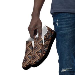 African Mud Cloth Printed Men’s slip-on canvas shoes
