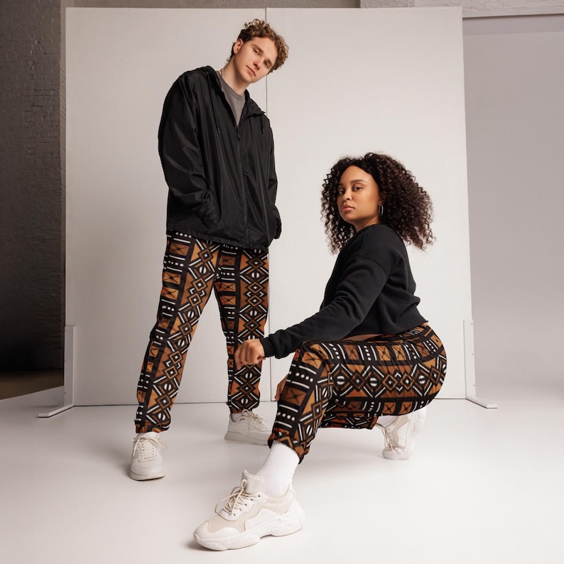 African Mud Cloth Printed Mix and Match Unisex track pants image 6