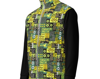African print, Green/ Multi, Unisex track jacket