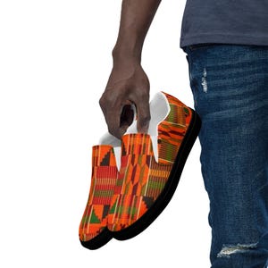 African Inspired Kente Printed Men’s slip-on canvas shoes