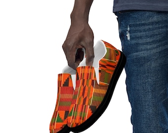 African Inspired Kente Printed Men’s slip-on canvas shoes