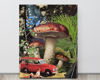 Canvas Print Surreal Vintage Art Collage | Mushroom Art Collage Canvas Print