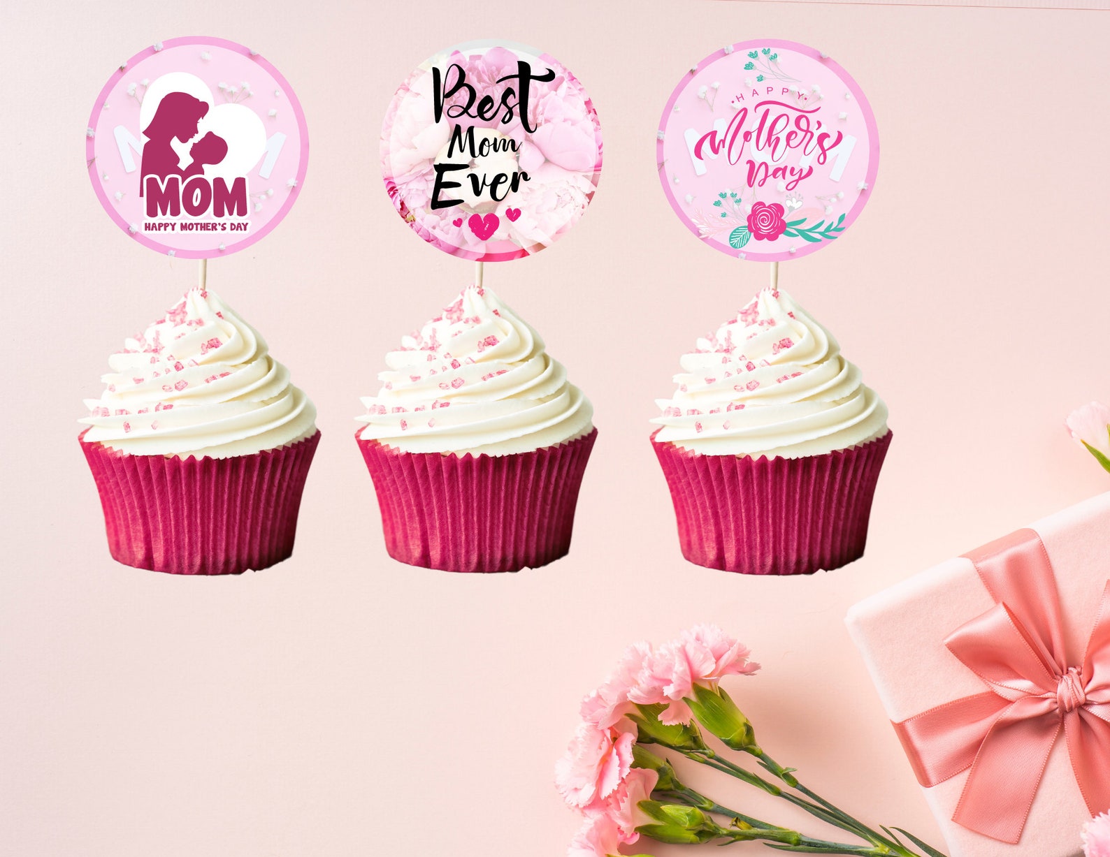 Mothers Day Cupcake Toppers Printable topper Digital Etsy