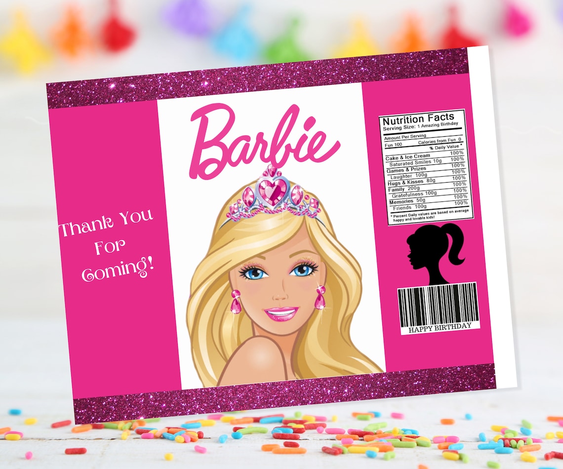 Barbie Chip Bag Barbie Favor Barbie Party Barbie Printable | Etsy