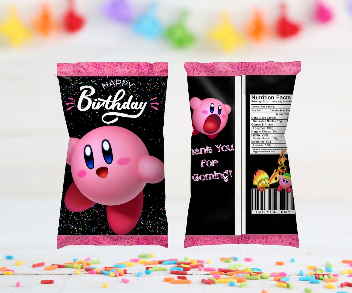 Kirby Chip Bag Kirby Favor Kirby Party Kirby Printable Kirby Etsy