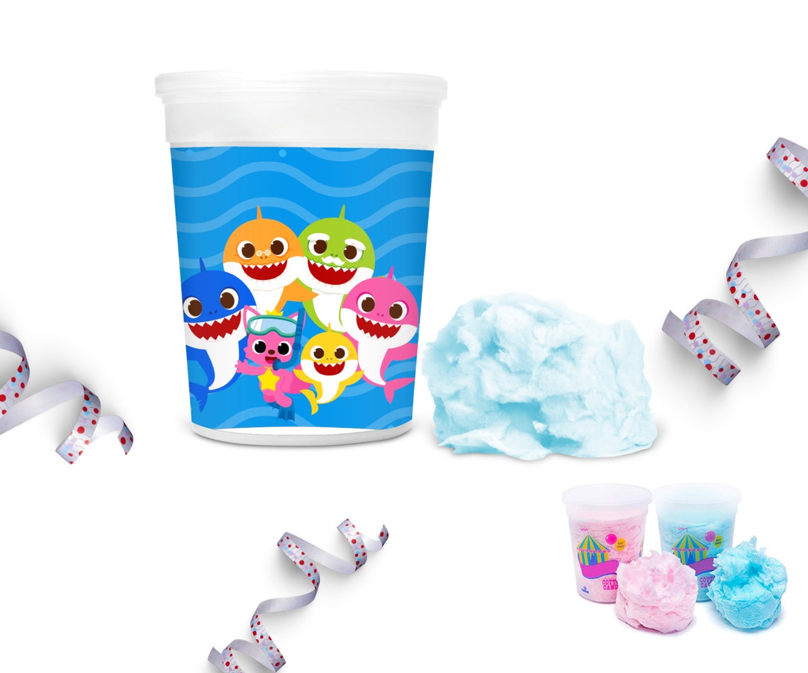 Baby shark cotton candy tub label Baby Shark birthday Etsy