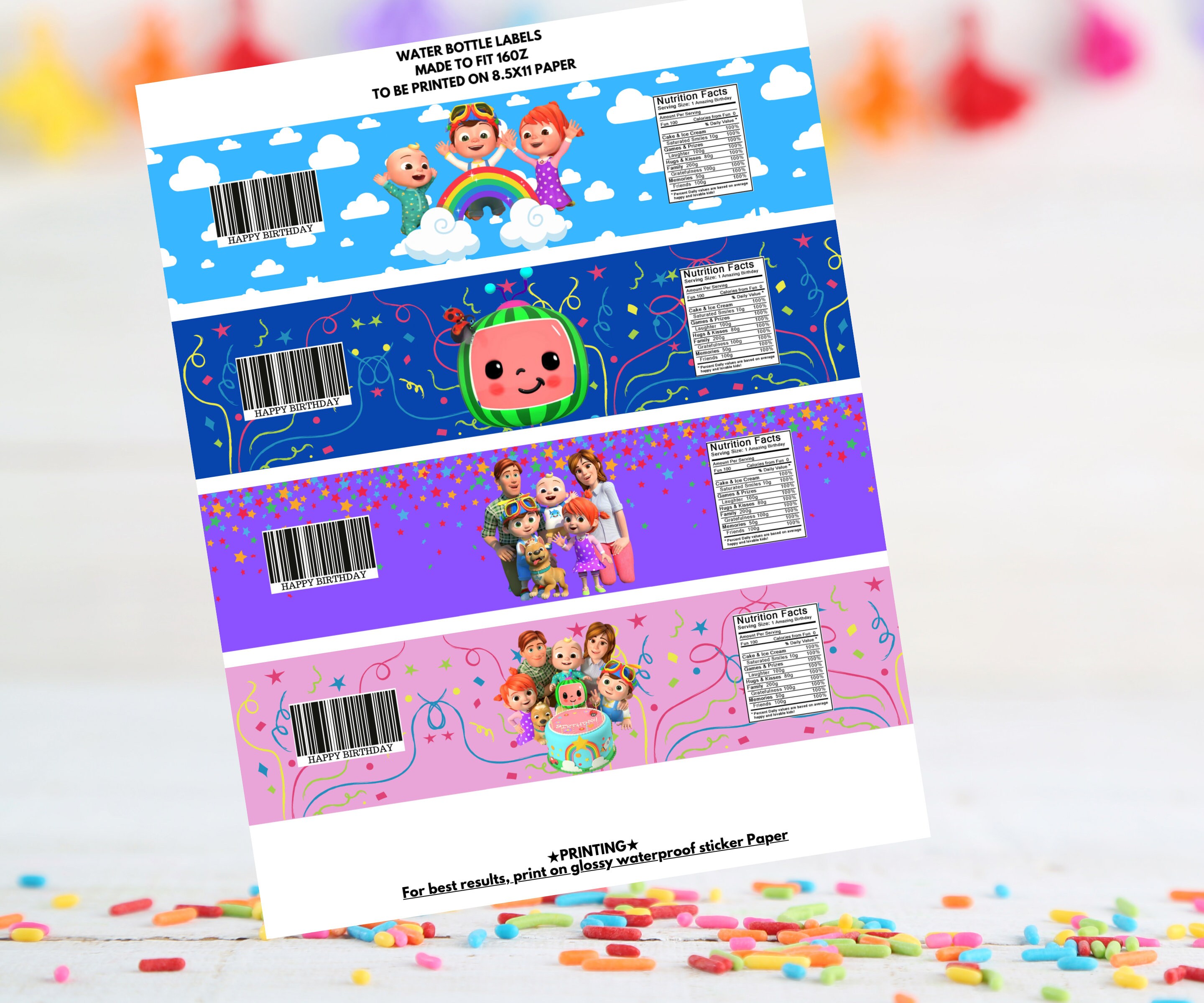 Cocomelon Personalized Water Bottle Labels Printable For Cocomelon 
