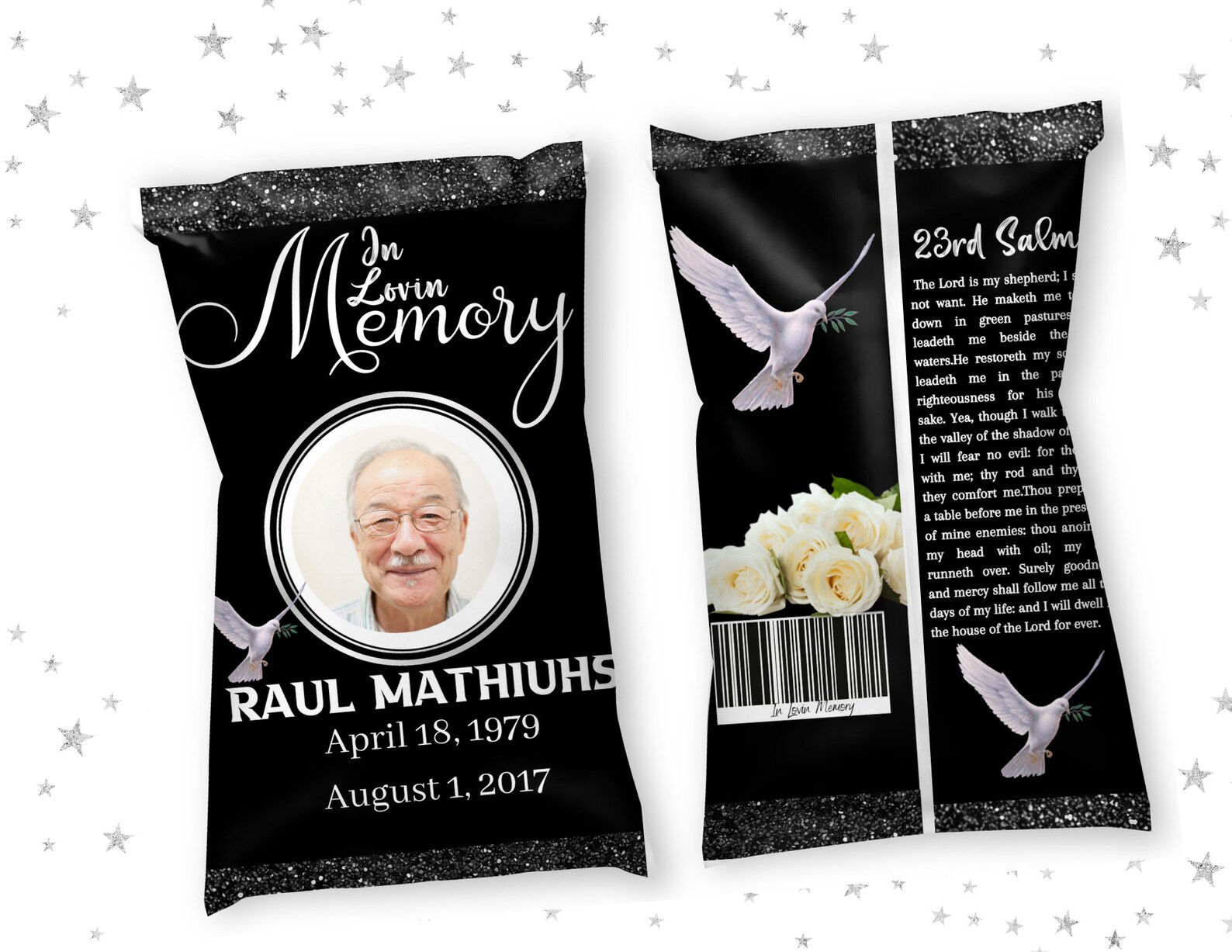 In loving memory Chip bag Labels Memorial Chip Bag Funeral | Etsy