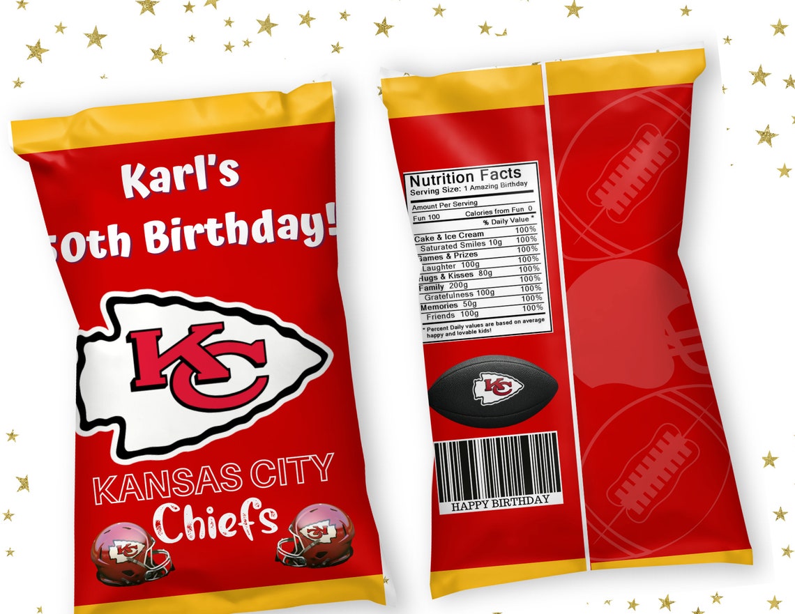 Kansas City Chiefs Chip Bags party favors super bowl custom Etsy