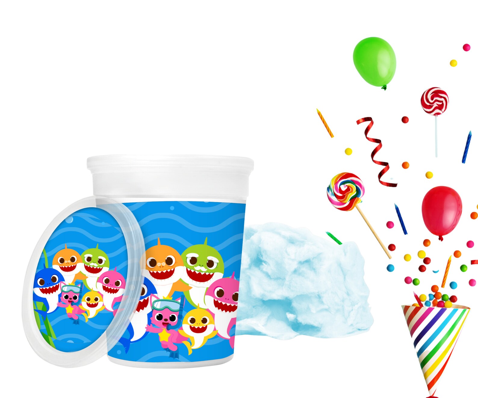 Baby shark cotton candy tub label Baby Shark birthday Etsy