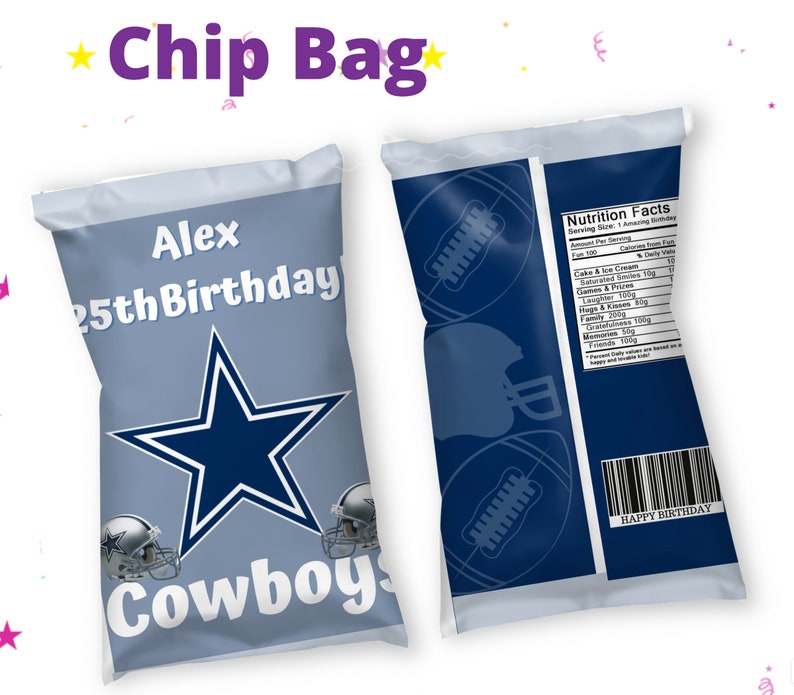 Dallas cowboys Chip Bag cowboys Favor cowboys Party Cowboys Etsy