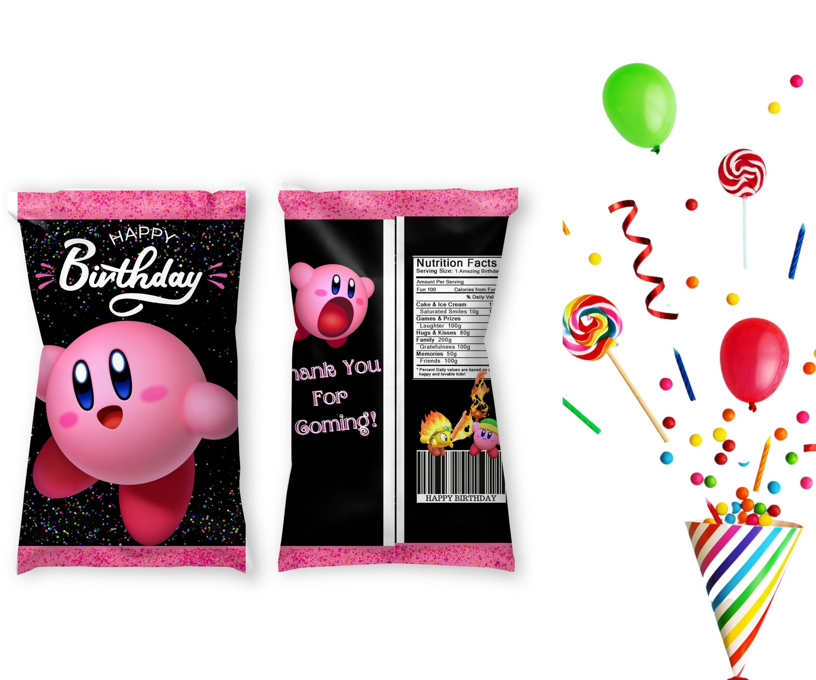 Kirby Chip Bag Kirby Favor Kirby Party Kirby Printable Kirby Etsy