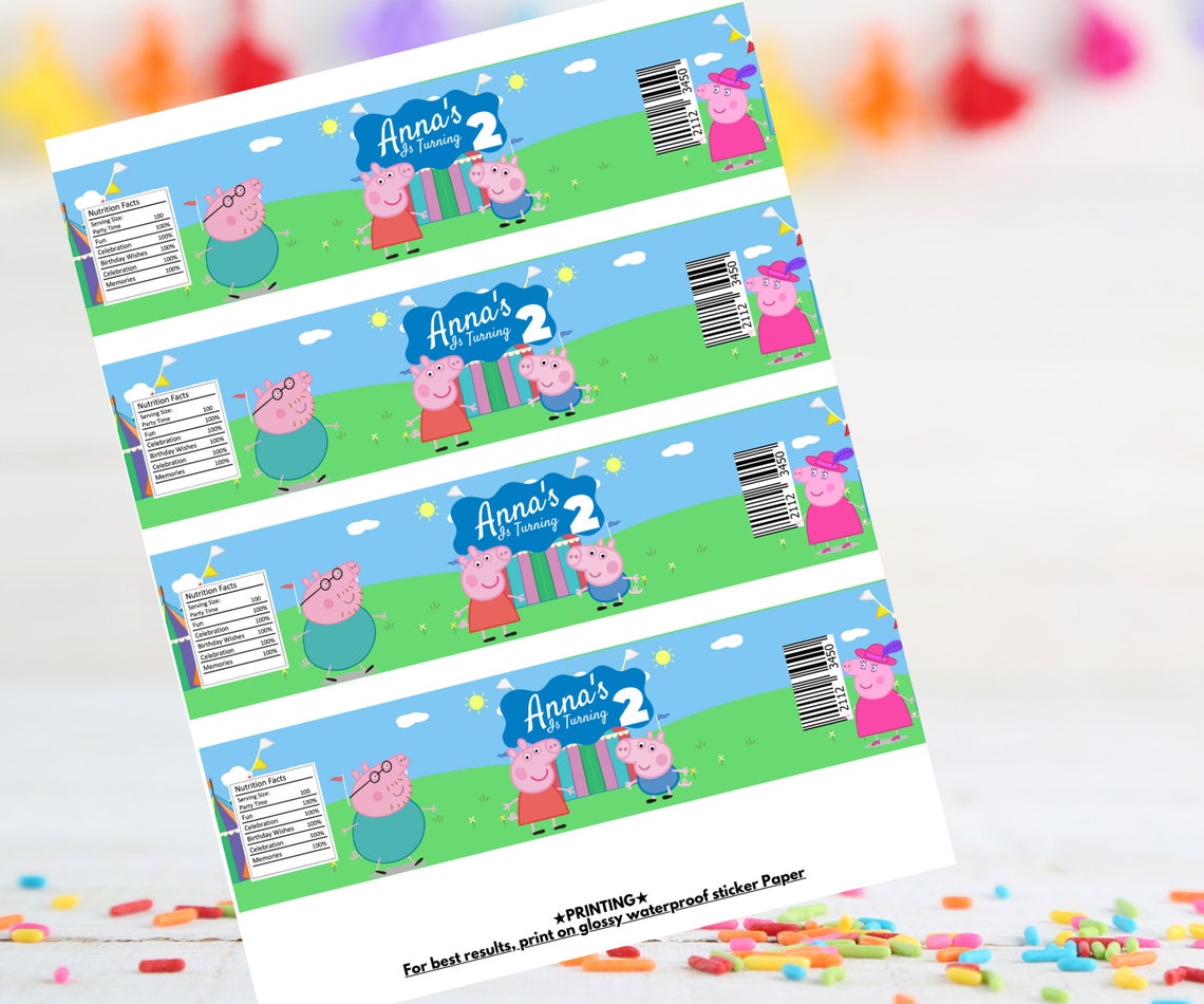 Peppa Pig Water Bottle Labels Peppa Pig Birthday Peppa Pig | Etsy