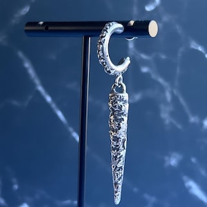 EROSION CONE Dangle Earring: Brutalist 925 Silver Hoop