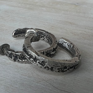 KRAKT Hoop Earring, handmade hoop earring, 925 Silver Hoop Earring, Texture Silver, Brutalist earring, Statement Hoop Earrings for her him