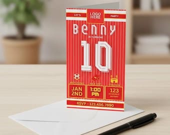 Liverpool Soccer Birthday Invitation: Premier League Ticket (Digital Download)