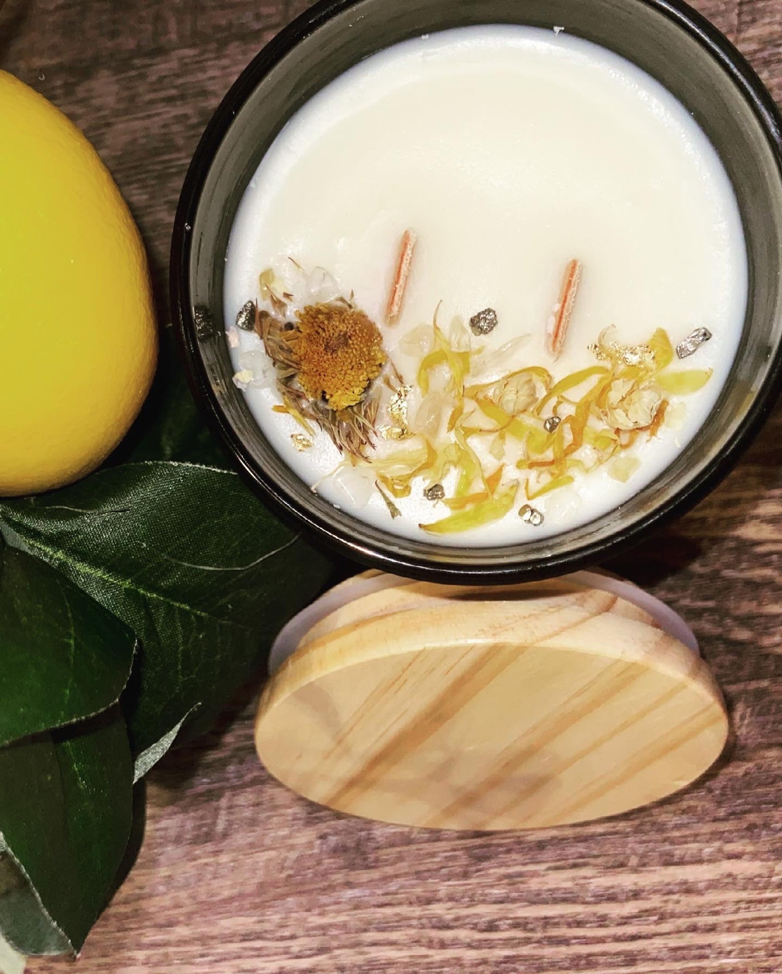 Lemon Scented Crystal & Herb Candle 8oz and 6oz Etsy