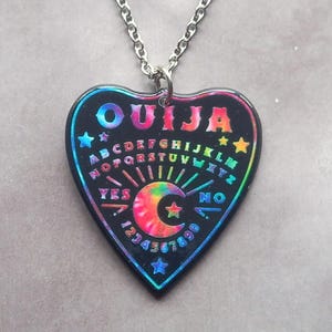 Black Rainbow Planchette Ouija Board Necklace