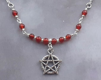 Collier pentagramme en cornaline