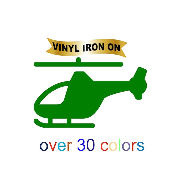 Helicopter Iron On  Decals on Heat Transfer Vinyl Aviation