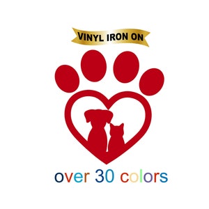 Herz Pfote Eisen auf Heat Transfer Vinyl Aufkleber - Hund - Katze liebhaber