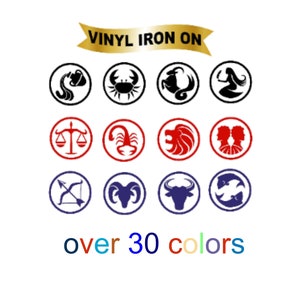 Fer du zodiaque sur vinyle de transfert de chaleur, bélier, verseau, poissons, capricorne, lion, vierge, cancer, scorpion, gémeaux, balance, taureau, sagittaire