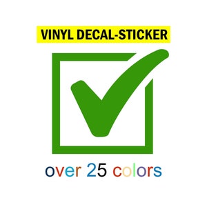Etiqueta de decalques de vinil com marca de verificação aprovada correta