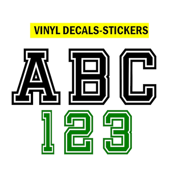 Varsity Letters and Number Vinyl Decal Sticker  Sport Custom Names