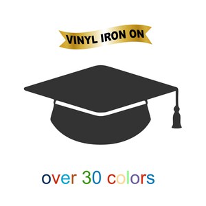 Grad Abschluss Cap Eisen auf Aufkleber auf Heat Transfer Vinyl Grad Geschenk