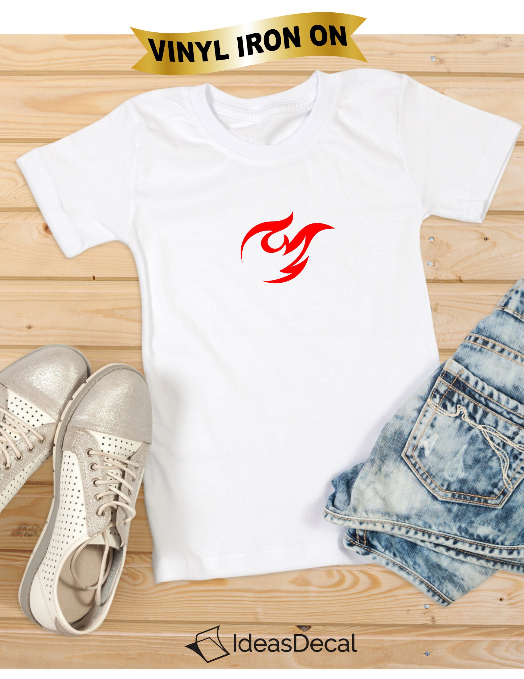 Flame Iron on Decal on Heat Transfer Vinyl Red Fire Etsy