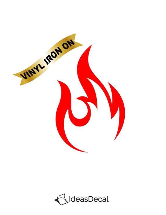 Iron on Fire Flame Decal on Heat Transfer Vinyl Etsy