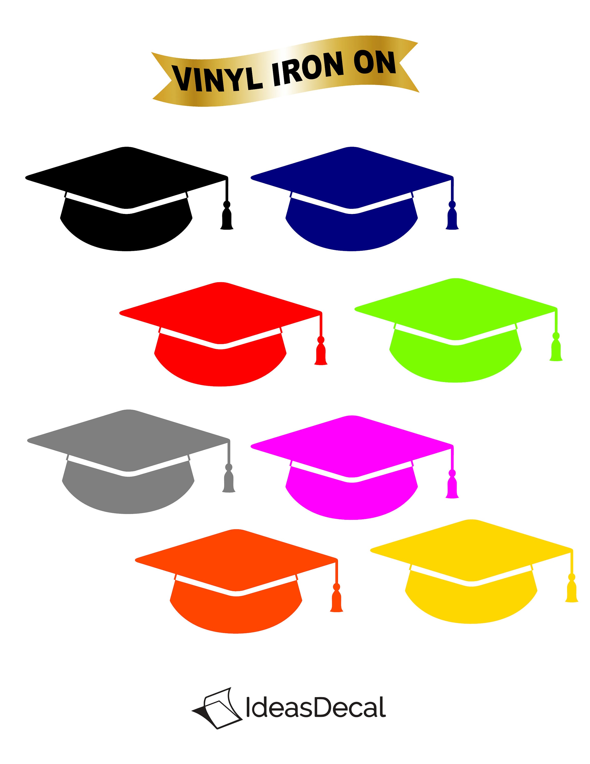 Graduation Cap Iron on Decal on Heat Transfer Vinyl Grad Gift Etsy