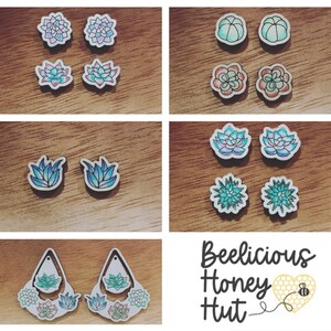 Succulent Earrings! Studs, Dangles, Hens and Chicks, Plants, Botanicals, Wood, Gift, Friend, Acrylic, Glowforge, Laser, SVG File Only Bundle