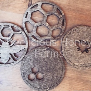 9 Bee Themed Coaster Template Digital SVG Files Instant Download Laser Cutting