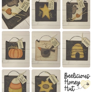 Primitive Signs! Decor, Fall, Honey, Skep, Sheep, Crow, Pumpkin, Sunflower, Star, Candy Corn, Digital File Template SVG Bundle