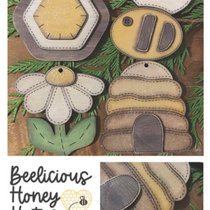 Hand Stitched Looking Bee Ornament Set! Hive, Skep, Flower, Quilt Square, Score, Honey, Christmas, Wood, Glowforge, Digital File SVG Bundle