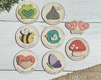 Hand Stitched Valentine's Day Magnets & Keychains, Bee, Bird, Frog, Mushroom, Kiss, Gift Tags, Ice Cream, Butterfly, Digital SVG File Only