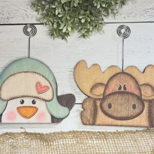 Penguin and Moose Card Holder Set, Christmas, Heart, Holly, Picture Holder, Place Setting, Shelf Sitter, Paint Kit, Digital SVG File