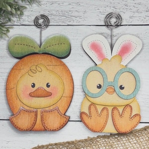 Duck and Chick Card Holder Set, Easter, Carrot, Bunny, Summer, Spring, Picture, Place Setting, Shelf Sitter, Paint Kit, Digital SVG File