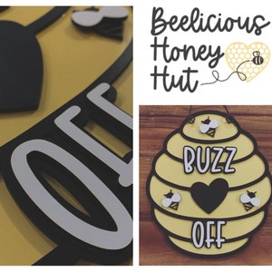 Buzz Off Door Hanger/Sign! Gift, Honey, Decor, Bee, Hive, Welcome, Funny, Laser, Glowforge, Wood, Farmhouse Template Digital SVG FILE