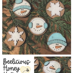 Hand Stitched Looking Snowmen and Snowflakes Ornament! Tag, Score, Christmas, sewn look, Wood, Glowforge, Digital File Template SVG Bundle